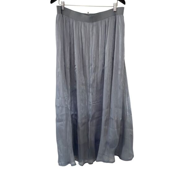 Grey Blue Crinkled Georgette Flowing Maxi Skirt - Picture 2 of 6